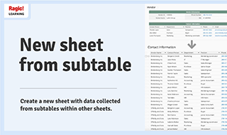 New sheet from subtable